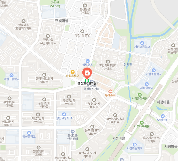 행신365한의원 위치 지도: 행신4동 행정복지센터 옆, 행신로 266